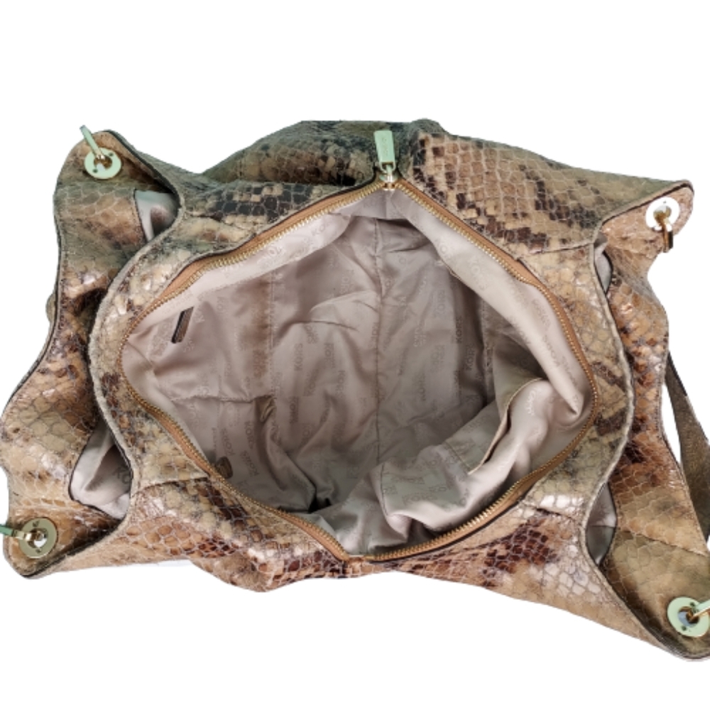 Michael Kors Chain Python Print, Size 11x15x5, Tan - image 6